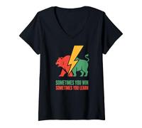 Women's Sometimes You Win Sometimes You Learn Stock Trading V-Neck T-Shirt