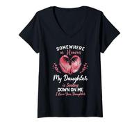 Womens Somewhere in Heaven My Daughter is Smiling Down On Me V-Neck T-Shirt