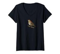 Womens Song Thrush Birdlover Birdwatcher Birding Biologist Bird V-Neck T-Shirt