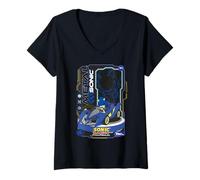 Womens Sonic Racing CrossWorlds - Metal Sonic V-Neck T-Shirt