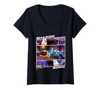 Womens Sonic Racing CrossWorlds - Shadow Vs. Sonic, Head-to-Head V-Neck T-Shirt