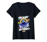 Womens Sonic Racing CrossWorlds - Sonic Speed V-Neck T-Shirt