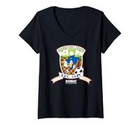 Womens Sonic The Hedgehog - Green Hill Zone Soccer V-Neck T-Shirt