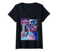 Womens Sonic the Hedgehog - Racing Around the World Manga panels 01 V-Neck T-Shirt