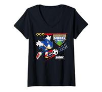 Womens Sonic The Hedgehog - South Island Soccer League V-Neck T-Shirt