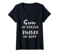 Womens sonne im herzen blödsinn im kopf V-Neck T-Shirt