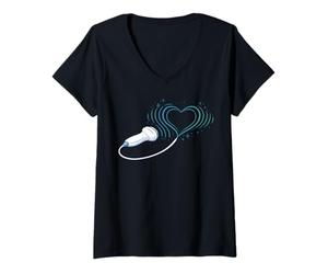 Women's Sonographer Ultrasound Tech Heart Probe Love Scanner V-Neck T-Shirt