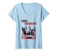 Womens Sons of Anarchy Black and Red Poster V-Neck T-Shirt