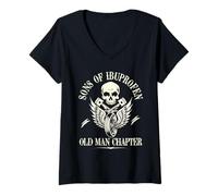Womens Sons Of Ibuprofen Old Man Chapter Funny Older Biker Gift V-Neck T-Shirt