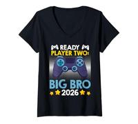 Womens Soon Brother Ready for Player Two Brother 2026 Gamer V-Neck T-Shirt