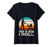 Womens Soon Dad THIS IS HOW I ROLL Funny Fatherhood V-Neck T-Shirt