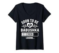 Womens Soon to Be Babushka Loading Pregnancy Announcement 1st Time V-Neck T-Shirt