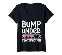 Womens Soon to be Mom Bump Under Construction Funny Mothers V-Neck T-Shirt