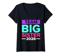 Womens Soon to be Sister Team Big SIS 2026 Funny Future Sister V-Neck T-Shirt