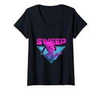 Womens Sooty Sweep Guitar Vaporwave V-Neck T-Shirt
