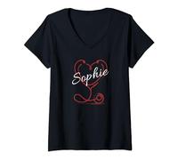 Womens SOPHIE A Nurse Gift Cute Doctor Designer Personalized Nurse V-Neck T-Shirt