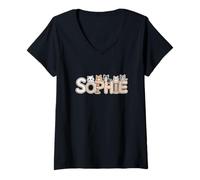 Womens Sophie Cat Trees - Personalized Cute Name Word Art V-Neck T-Shirt
