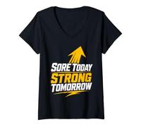 Women's Sore Today Strong Tomorrow Gym Motivation V-Neck T-Shirt