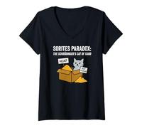 Womens Sorites Paradox: The Schrodinger's Cat of Sand, Funny V-Neck T-Shirt