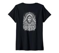 Women's Sorrow Crowned in Grace Gothic Rose Faith V-Neck T-Shirt