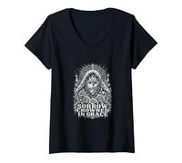Women's Sorrow Crowned in Grace Gothic Rose V-Neck T-Shirt