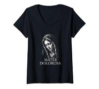 Women's Sorrowful Mother Mater Dolorosa Catholic V-Neck T-Shirt