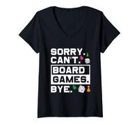 Women's Sorry Can't Board Game Bye Board Gamer Game Night V-Neck T-Shirt