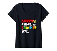 Womens Sorry Can't Summer Bye Back To School Teachers Students V-Neck T-Shirt