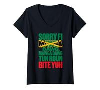 Women's Sorry Fi Mawga Dawg Patois Jamaican Proverbs and Meaning V-Neck T-Shirt