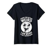 Womens Sorry For Acting Weird Funny Goose V-Neck T-Shirt