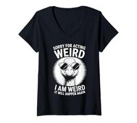 Womens Sorry For Acting Weird Funny Goose V-Neck T-Shirt