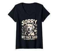 Women's Sorry for What My Face Said Dog Personality V-Neck T-Shirt
