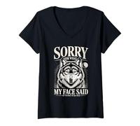 Women's Sorry for What My Face Said Im Trying to Be Nice V-Neck T-Shirt