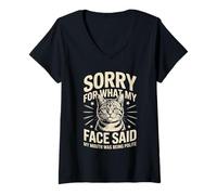 Women's Sorry for What My Face Said My Mouth was Polite V-Neck T-Shirt