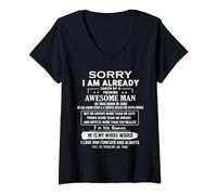 Womens Sorry I Am Already Taken By A Freaking Awesome Man In June V-Neck T-Shirt