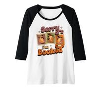 Womens Sorry I am Booked Ghost Reading Book Lover Teacher Halloween Raglan Baseball Tee