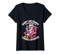 Womens Sorry I Am Cranky I'm Going Through My Terrible Seventies V-Neck T-Shirt