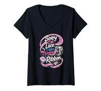 Women's Sorry I Am Late Chasing A Ribbon Histotech V-Neck T-Shirt