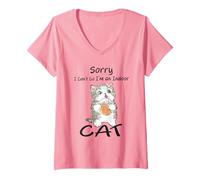 Womens Sorry I Can’t Go I’m an Indoor Cat Funny Cats Lovers V-Neck T-Shirt