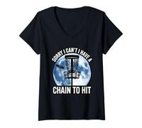 Women's Sorry I Cant I Have A Chain to Hit Disc Golf Humor V-Neck T-Shirt