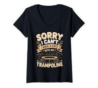 Women's Sorry I Cant I Have A Date with My Trampoline Jump V-Neck T-Shirt