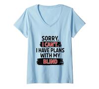 Womens Sorry I Can't I Have Plans with My Blind Hunting Joke V-Neck T-Shirt