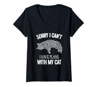 Women's Sorry, I Can't I Have Plans with My Cat V-Neck T-Shirt