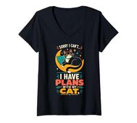 Women's Sorry I Can't I Have Plans with My Cat V-Neck T-Shirt