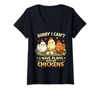 Women's Sorry I Can't I Have Plans with My Chicken V-Neck T-Shirt