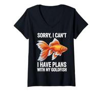 Womens Sorry, I Can't I Have Plans with My Goldfish V-Neck T-Shirt