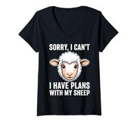 Womens Sorry, I Can't I Have Plans with My Sheep V-Neck T-Shirt