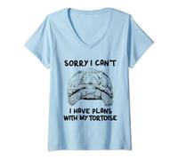 Womens Sorry I can't I have plans with my Tortoise Sulcata Tortoise V-Neck T-Shirt