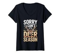 Women's Sorry I Can't It's Deer Season Hunting V-Neck T-Shirt