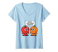 Women's Sorry I Don't Speak Mandarin Funny Fruit Pun V-Neck T-Shirt